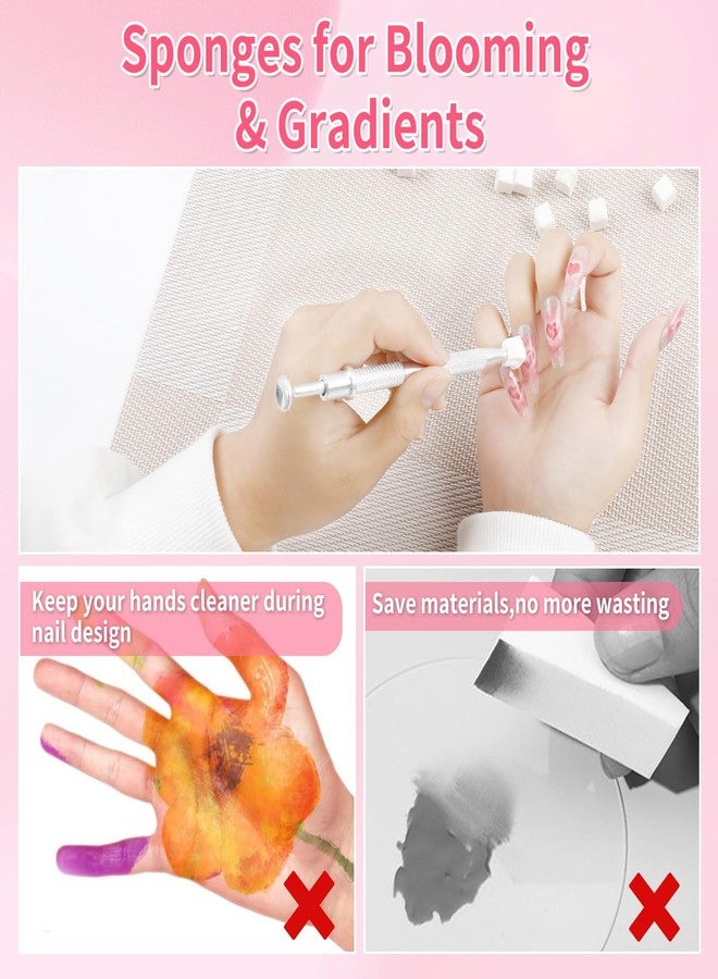 BQAN Nail Art Sponges Kit - 100pcs Mini Ombre Sponges with Gripper Pen for Gradient Nail Art, Professional Salon Quality Tools for Beginners & Nail Techs (Silver) - Image 4